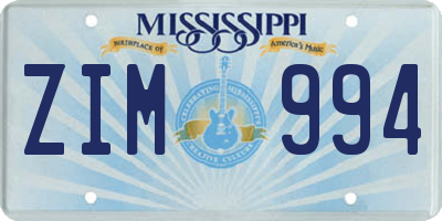MS license plate ZIM994
