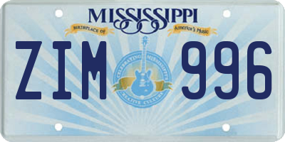 MS license plate ZIM996