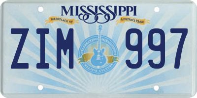 MS license plate ZIM997