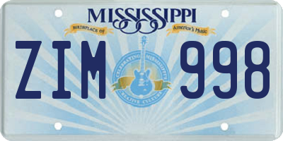MS license plate ZIM998