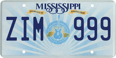 MS license plate ZIM999