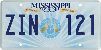 MS license plate ZIN121
