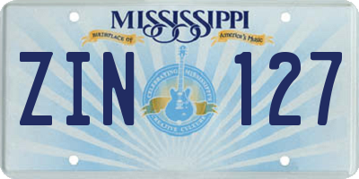 MS license plate ZIN127