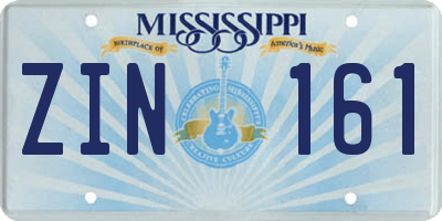MS license plate ZIN161