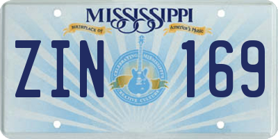 MS license plate ZIN169