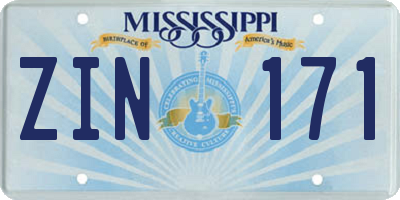 MS license plate ZIN171