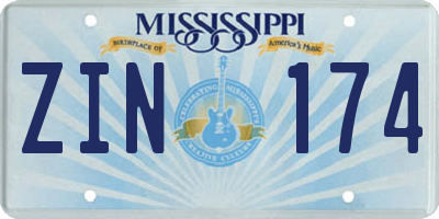 MS license plate ZIN174