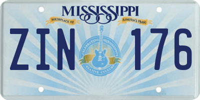 MS license plate ZIN176