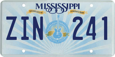 MS license plate ZIN241