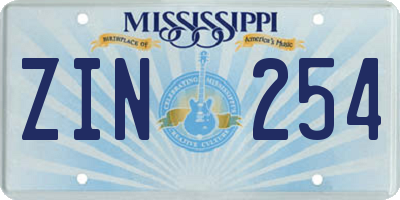 MS license plate ZIN254