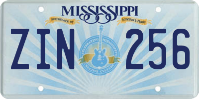 MS license plate ZIN256
