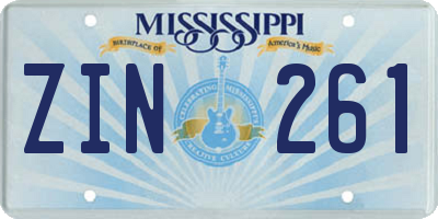 MS license plate ZIN261