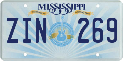 MS license plate ZIN269