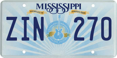 MS license plate ZIN270