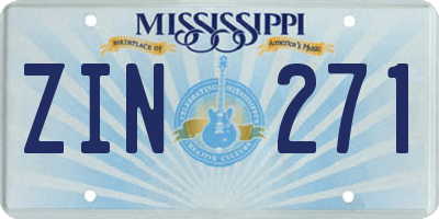 MS license plate ZIN271