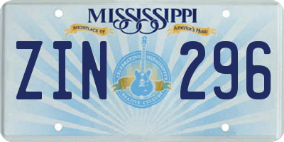MS license plate ZIN296