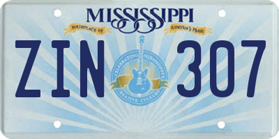 MS license plate ZIN307