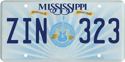 MS license plate ZIN323