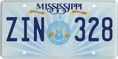 MS license plate ZIN328