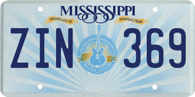 MS license plate ZIN369