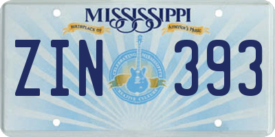 MS license plate ZIN393