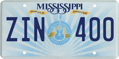 MS license plate ZIN400