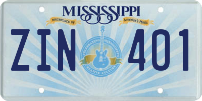 MS license plate ZIN401