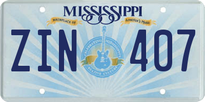 MS license plate ZIN407