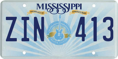 MS license plate ZIN413