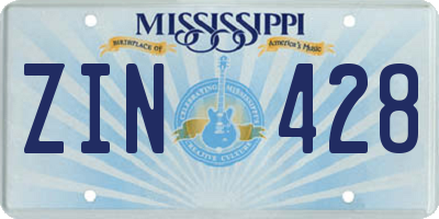 MS license plate ZIN428