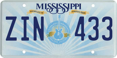 MS license plate ZIN433