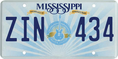 MS license plate ZIN434
