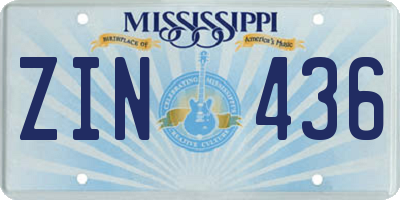 MS license plate ZIN436