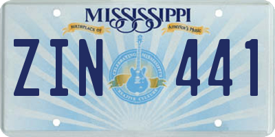 MS license plate ZIN441