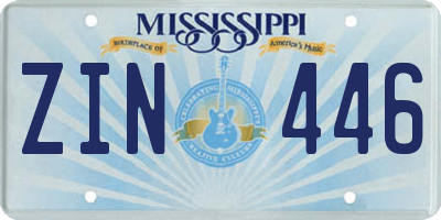MS license plate ZIN446