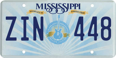 MS license plate ZIN448