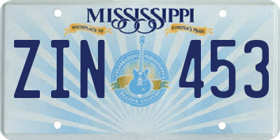 MS license plate ZIN453
