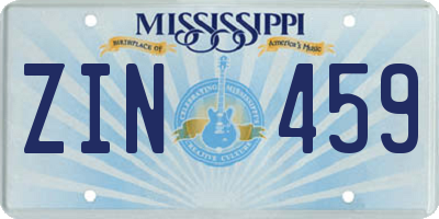 MS license plate ZIN459