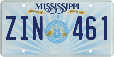 MS license plate ZIN461