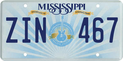 MS license plate ZIN467