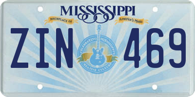 MS license plate ZIN469