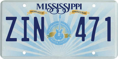 MS license plate ZIN471