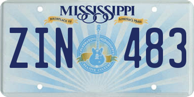 MS license plate ZIN483