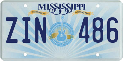 MS license plate ZIN486