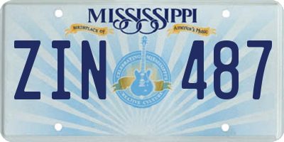 MS license plate ZIN487