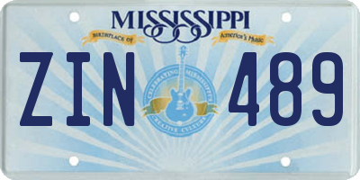 MS license plate ZIN489