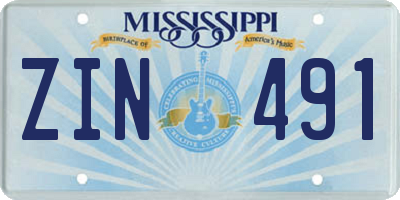 MS license plate ZIN491