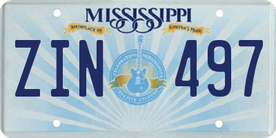 MS license plate ZIN497