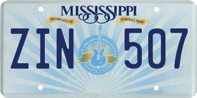 MS license plate ZIN507