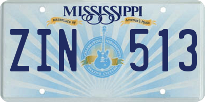 MS license plate ZIN513